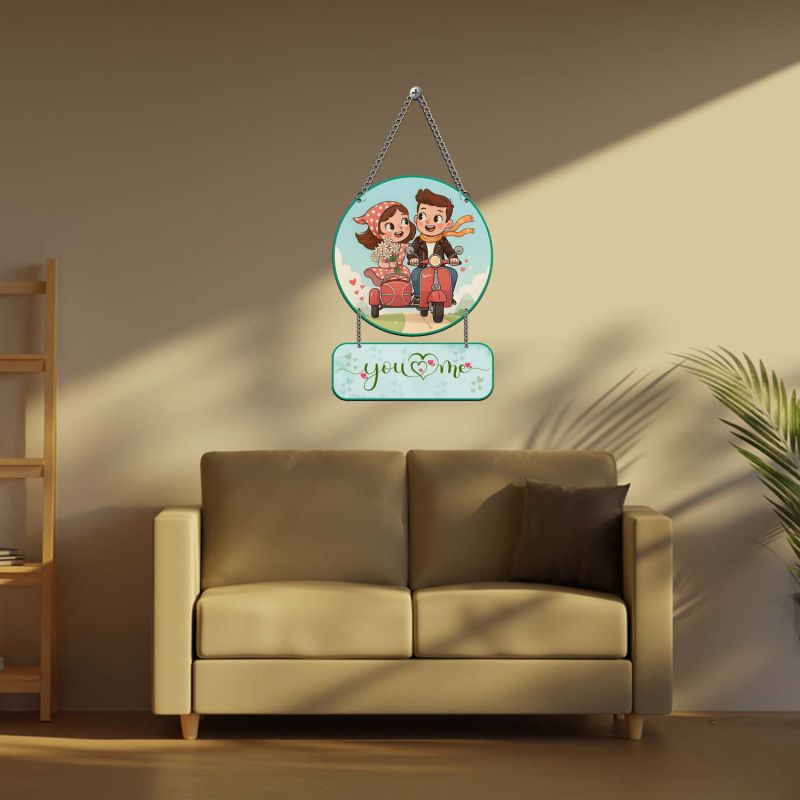 Personalized Couple Wall Hanging Decor You & Me Scooter Ride Theme Home Decor Unique Romantic Gift for Anniversary, Valentine's Day & Wedding – Bedroom & Home Decor Accent